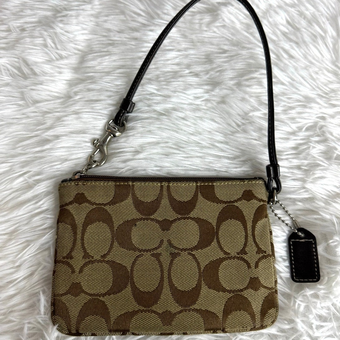 COACH Brown Signature Canvas Wristlet