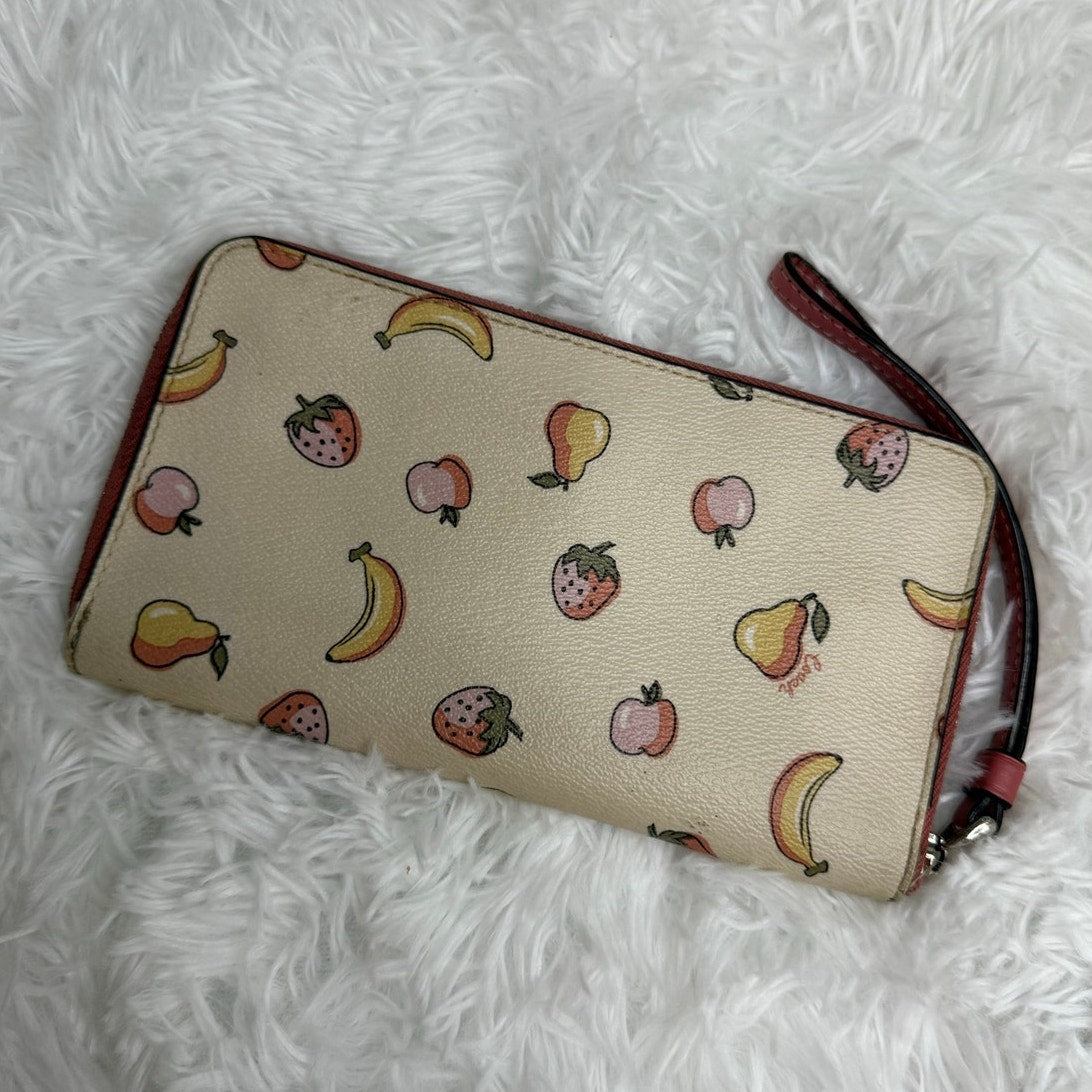 Coach Mixed Fruit Print Accordion Zip Wristlet Wallet
