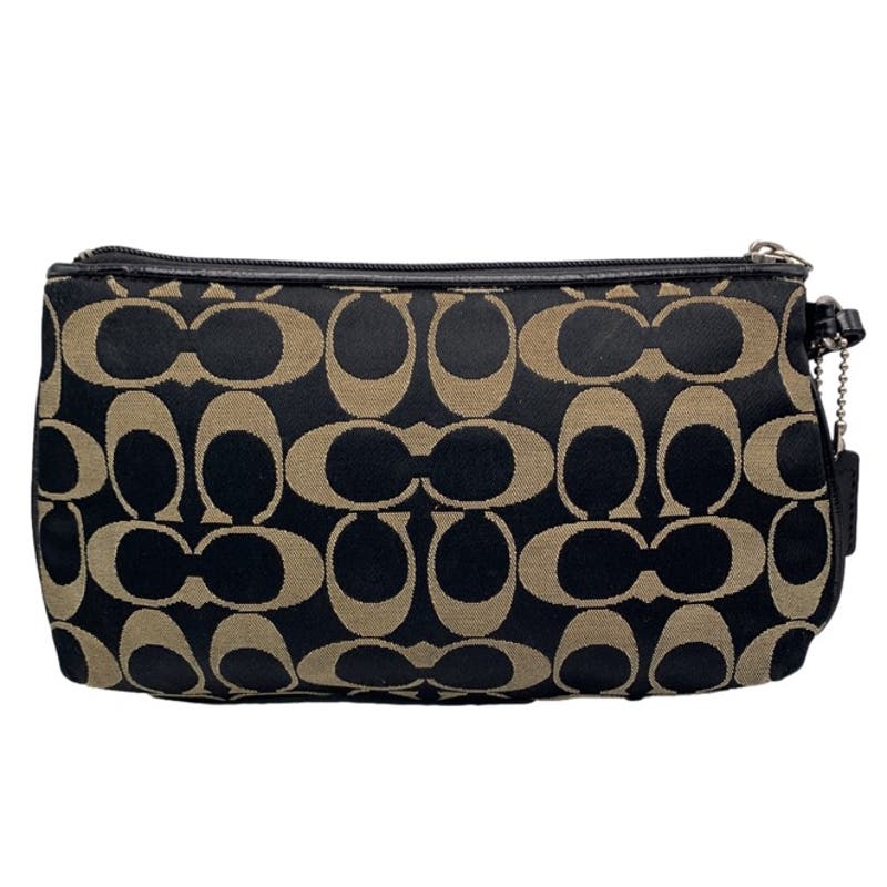 COACH Black Signature Canvas Wristlet