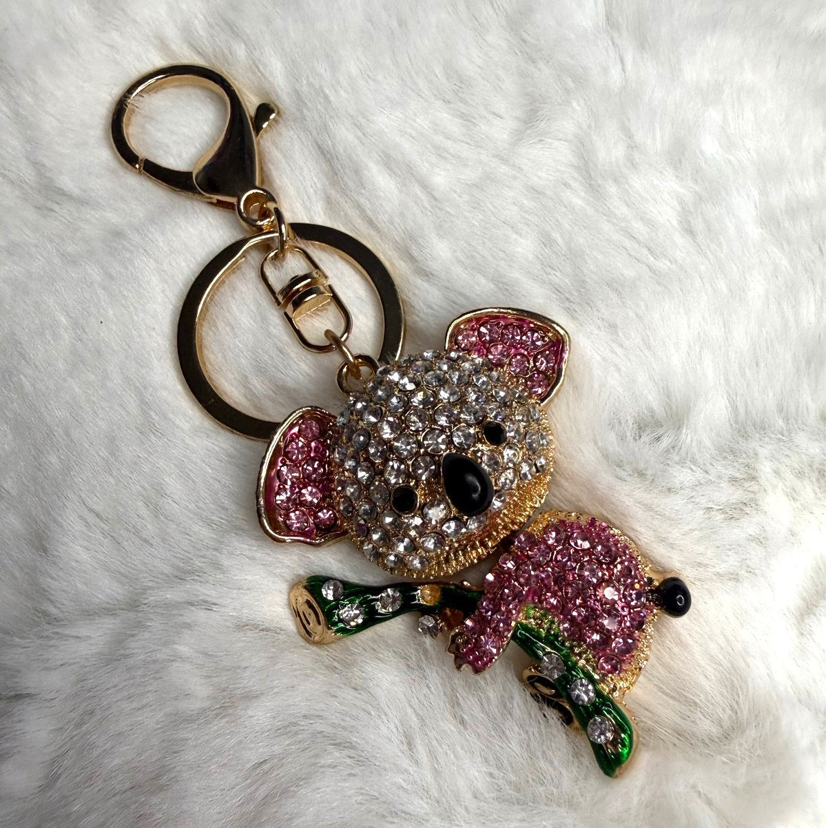 Koala Bear Bling Pink Rhinestone Keychain Fashion Charm Bag Charm