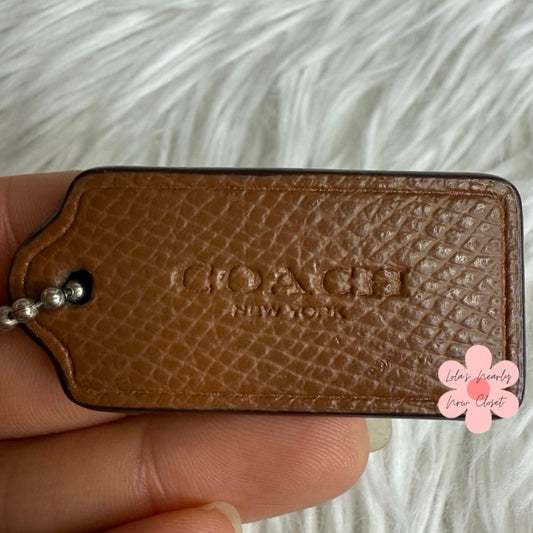 1.5" COACH Brown Fob Bag Charm Hang tag Hangtag