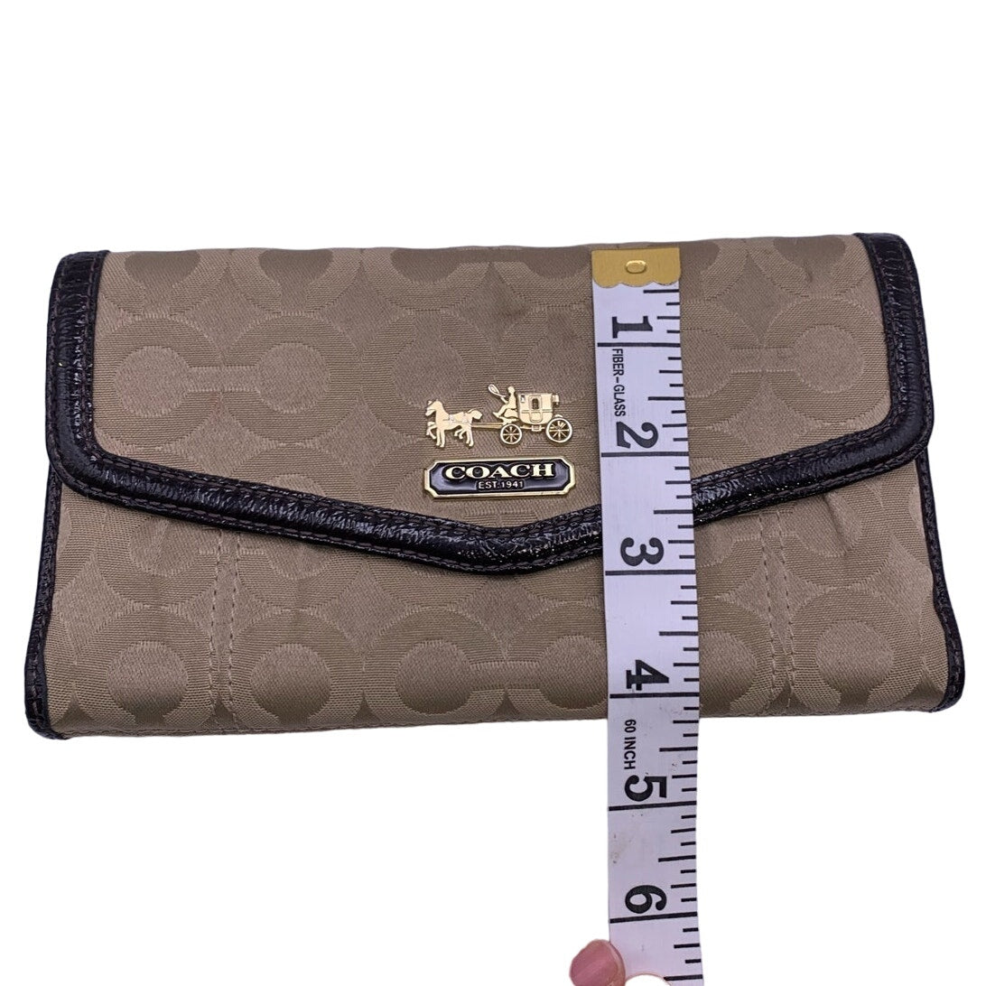 COACH Brown Khaki Canvas Signature Wallet