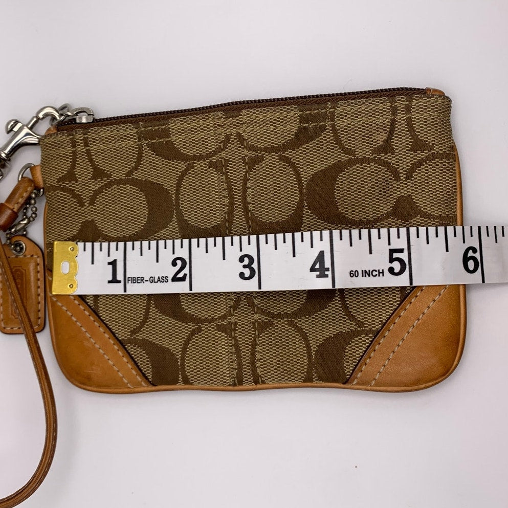 COACH Tan Brown Khaki Canvas Wristlet