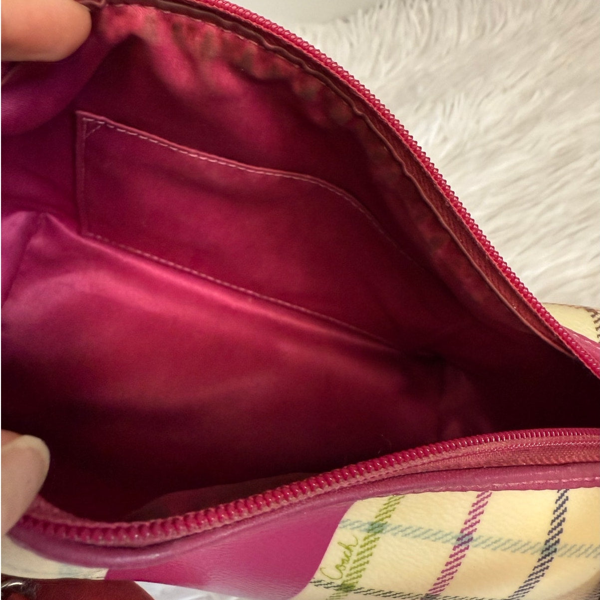 y2k COACH Heritage Plaid Mini Purse Shoulder Bag Wristlet
