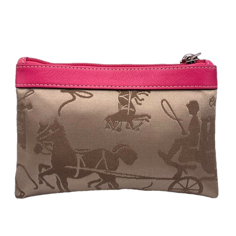 COACH Pink Brown Signature Canvas Wristlet