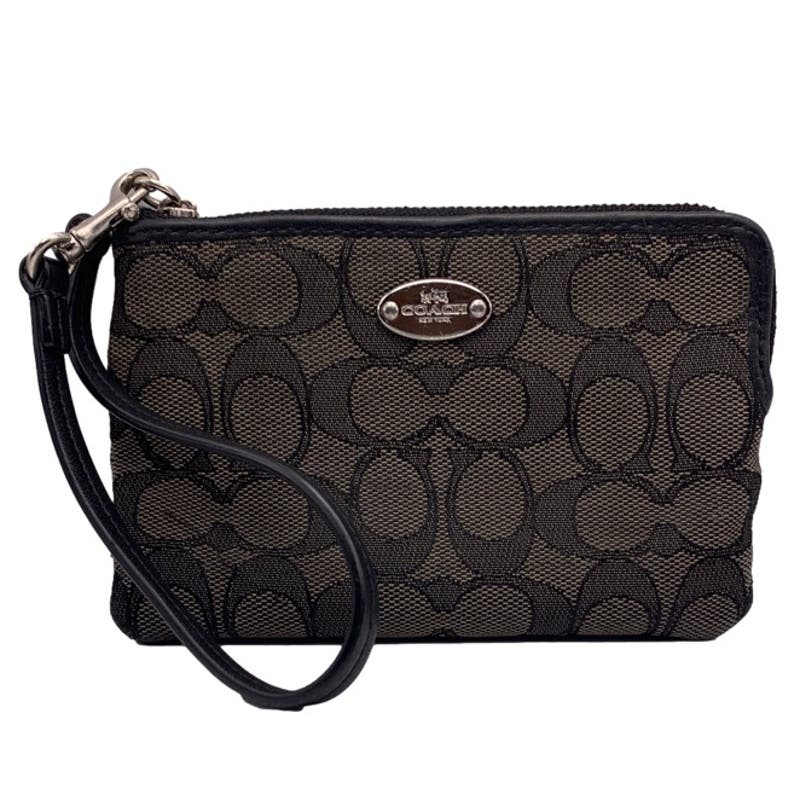 COACH Black Signature Canvas Wristlet