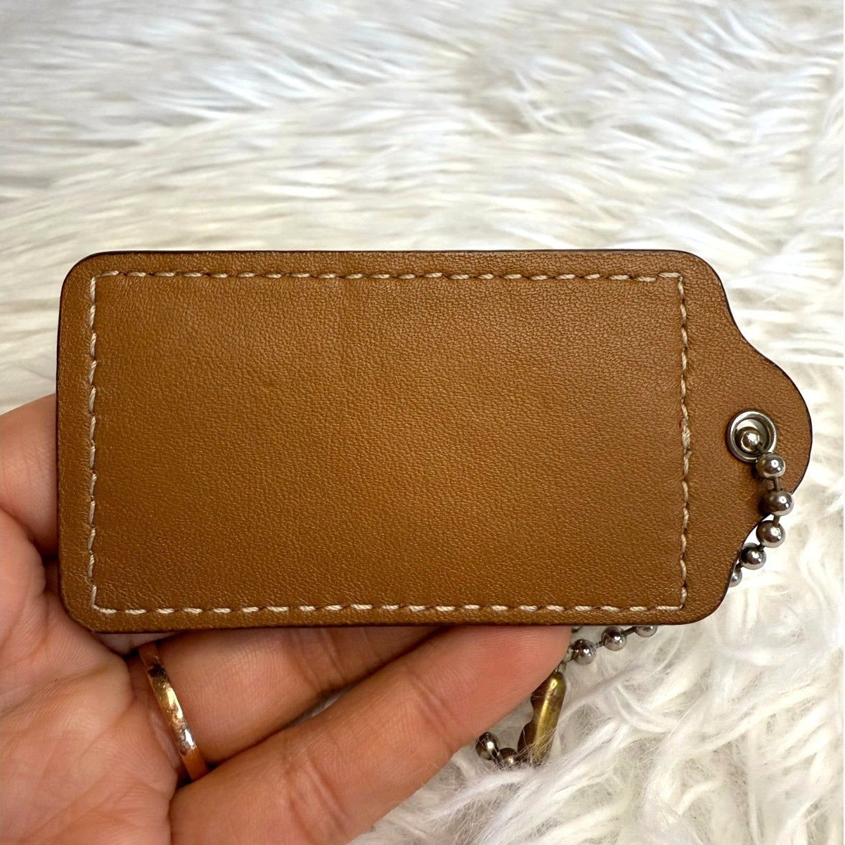 3" COACH Brown Fob Bag Charm Hang tag Hangtag