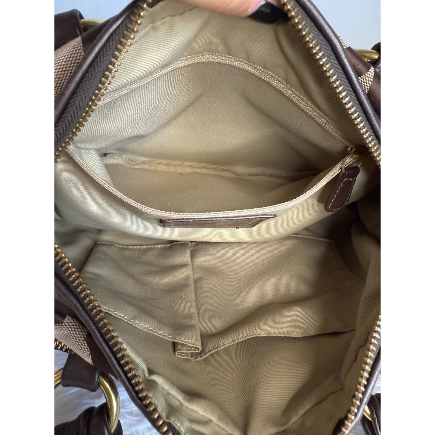 y2k COACH 2009 Brown Signature Canvas Parker Op Art Satchel Shoulder Bag