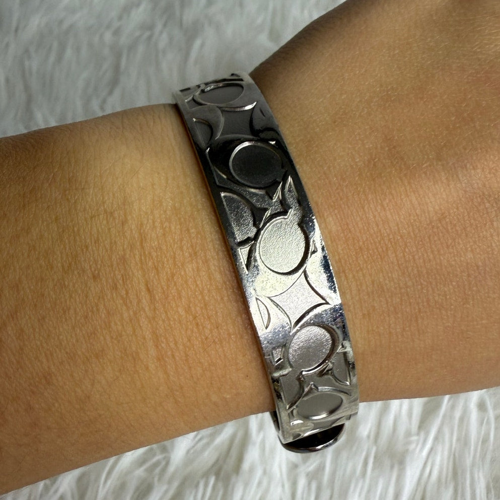COACH C Logo Signature Silver Bangle Bracelet