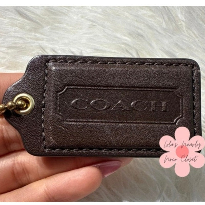 2.5” COACH Brown Fob Bag Charm Hang tag Hangtag