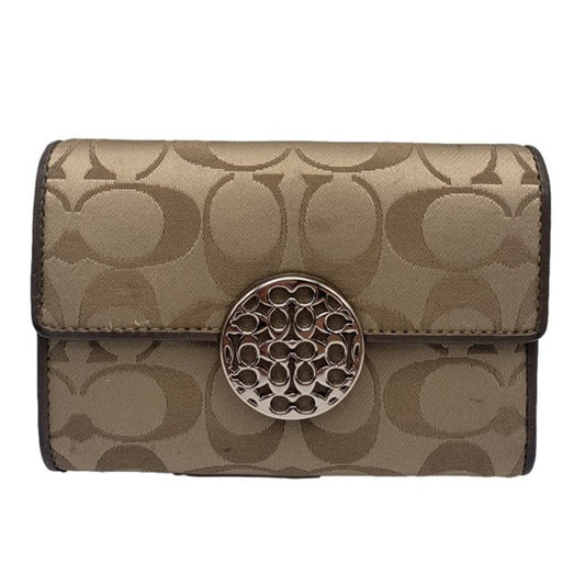 COACH Khaki Brown Signature Canvas Wallet