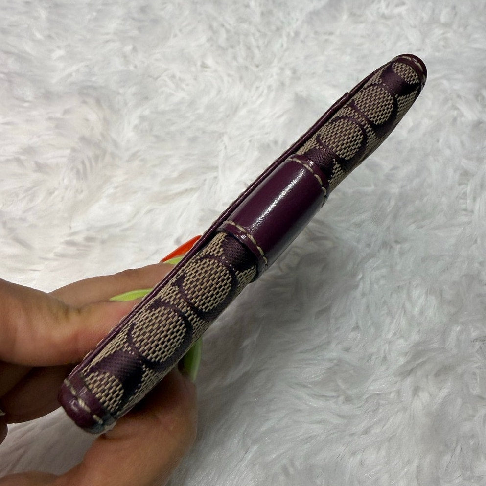 y2k COACH Purple Signature Canvas Card Holder