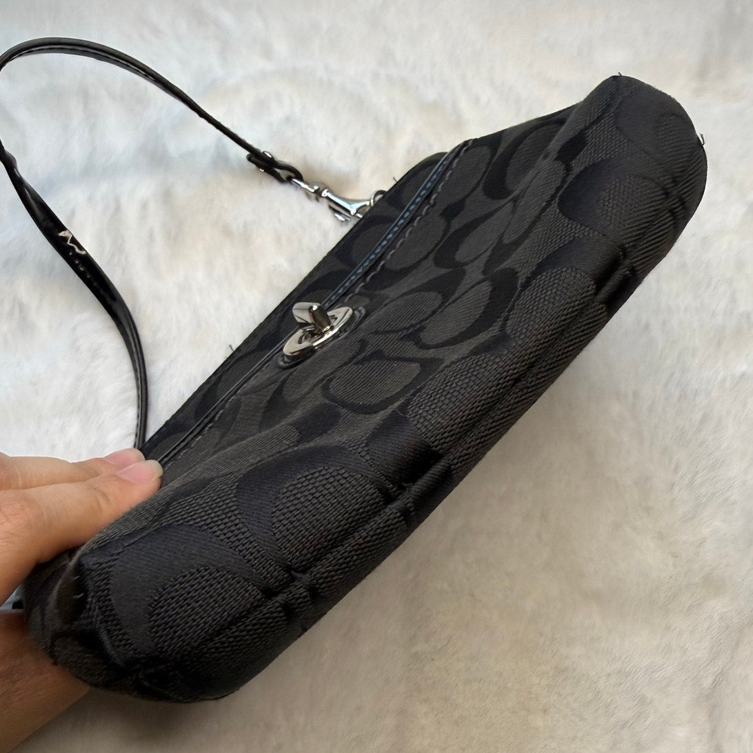 Coach Black Signature Turnlock Wristlet