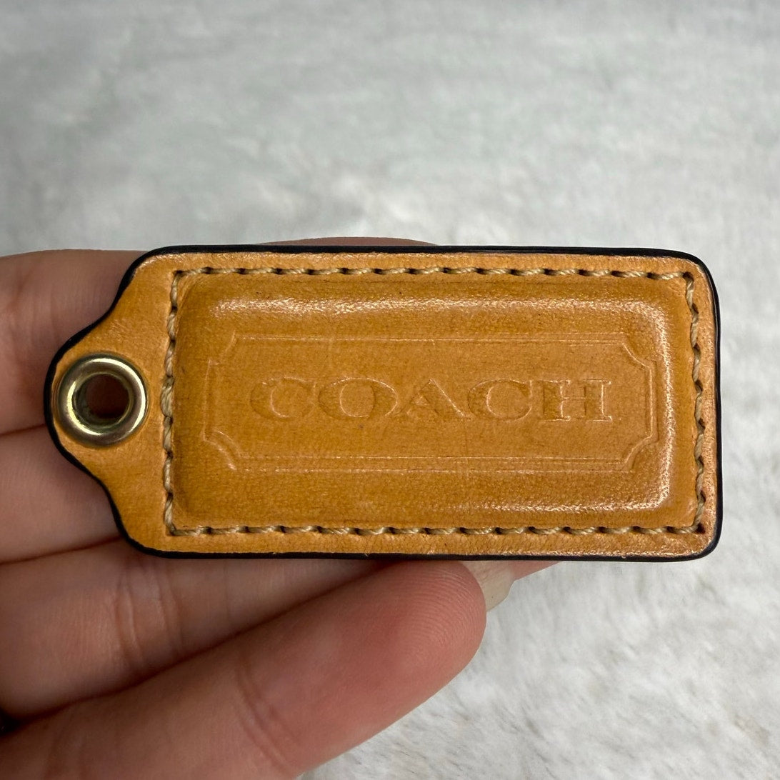 2" COACH Tan Fob Bag Charm Hang tag Hangtag