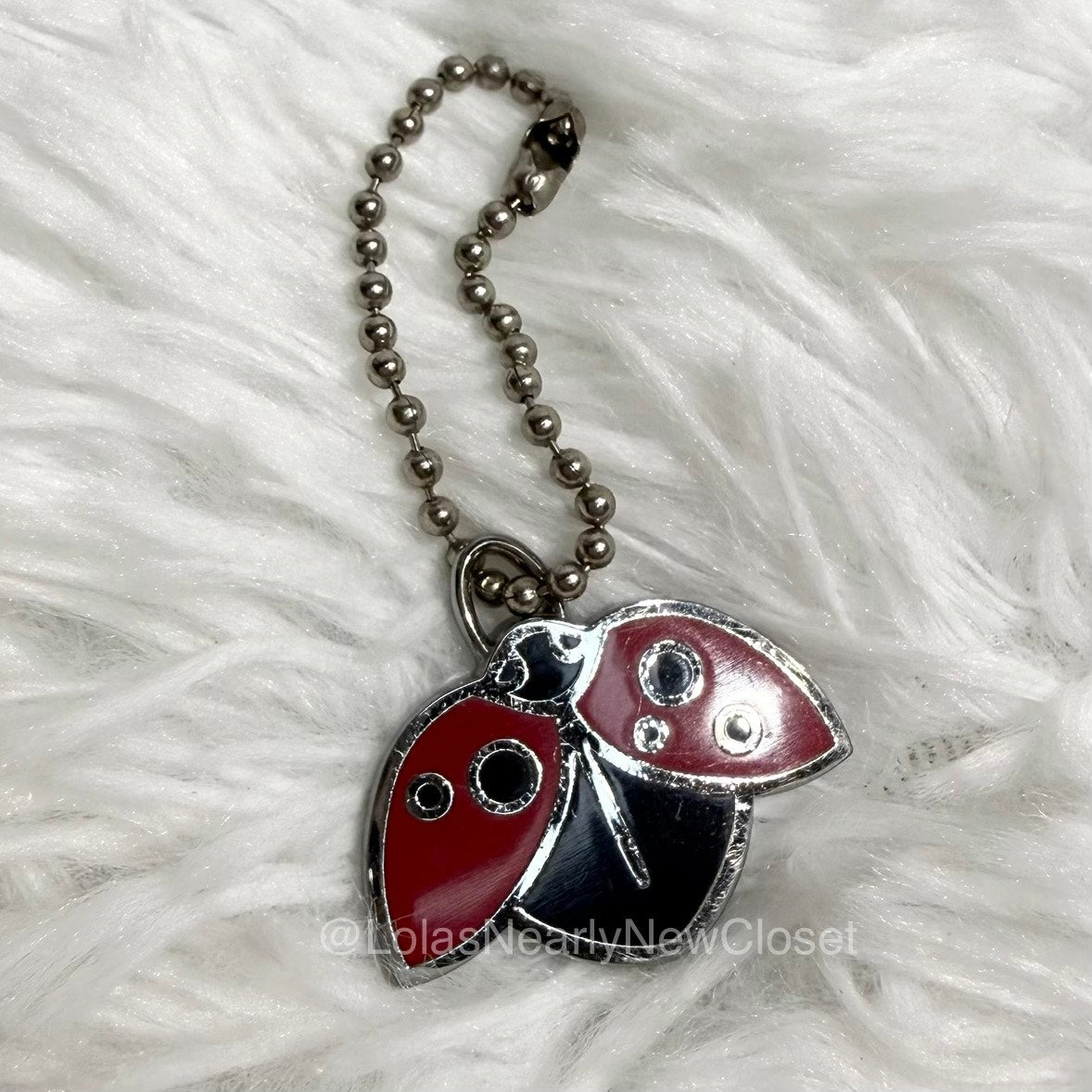 1” y2k COACH Vintage Ladybug Fob Bag Charm Hang tag Hangtag