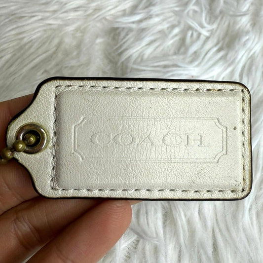 2" COACH White Fob Bag Charm Hang tag Hangtag