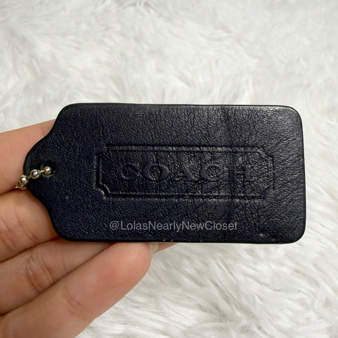 2.5" COACH Legacy Navy Fob Bag Charm Hang tag Hangtag