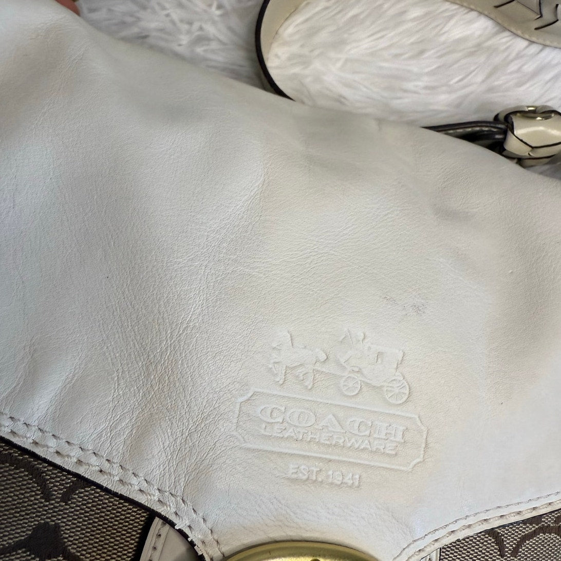 y2k COACH 2007 Bleeker 11434 Brown Bone Canvas Flap Shoulder Bag