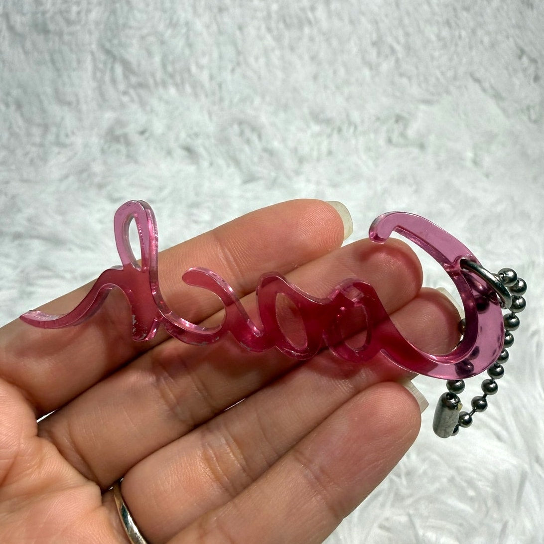3" COACH Poppy Scripted Pink Fob Bag Charm Hang tag Hangtag