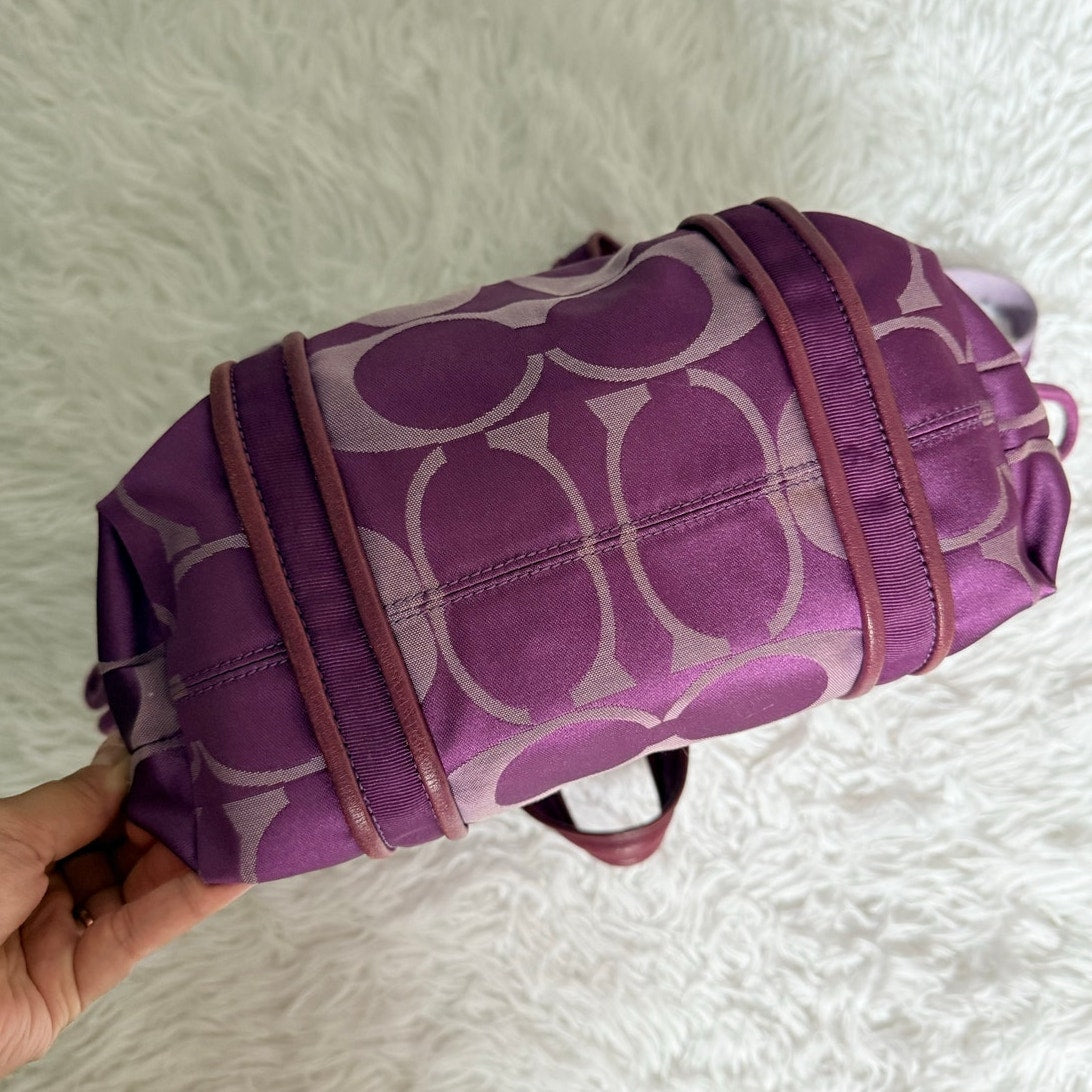 COACH Poppy Purple Silver Signature Shoulder Bag