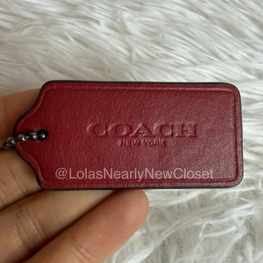 2" COACH Dark Red Fob Bag Charm Hang tag Hangtag