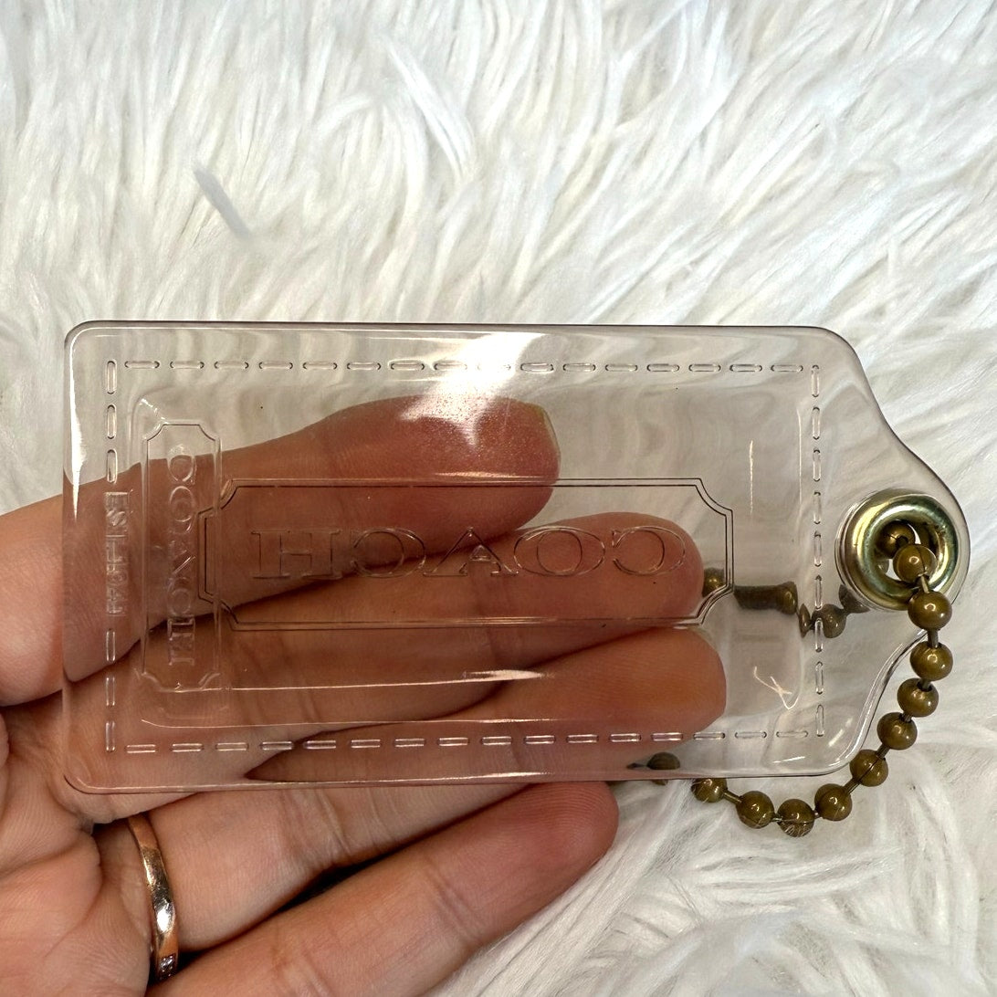 3” COACH Poppy Gray Clear Fob Bag Charm Hang tag Hangtag