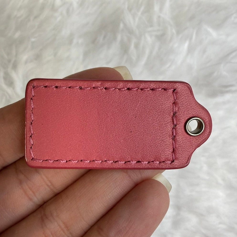 1.5" COACH Orange Pink Fob Bag Charm Hang tag Hangtag