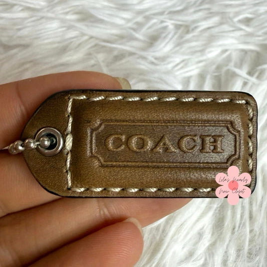 2" y2k COACH Vintage Brown Fob Bag Charm Hang tag Hangtag
