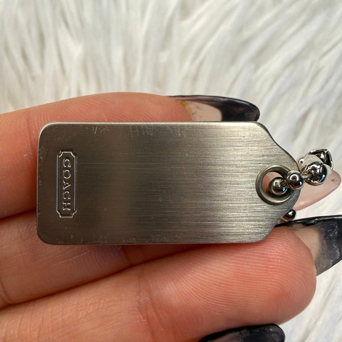 1" y2k COACH Metal Silver  Fob Bag Charm Hang tag Hangtag