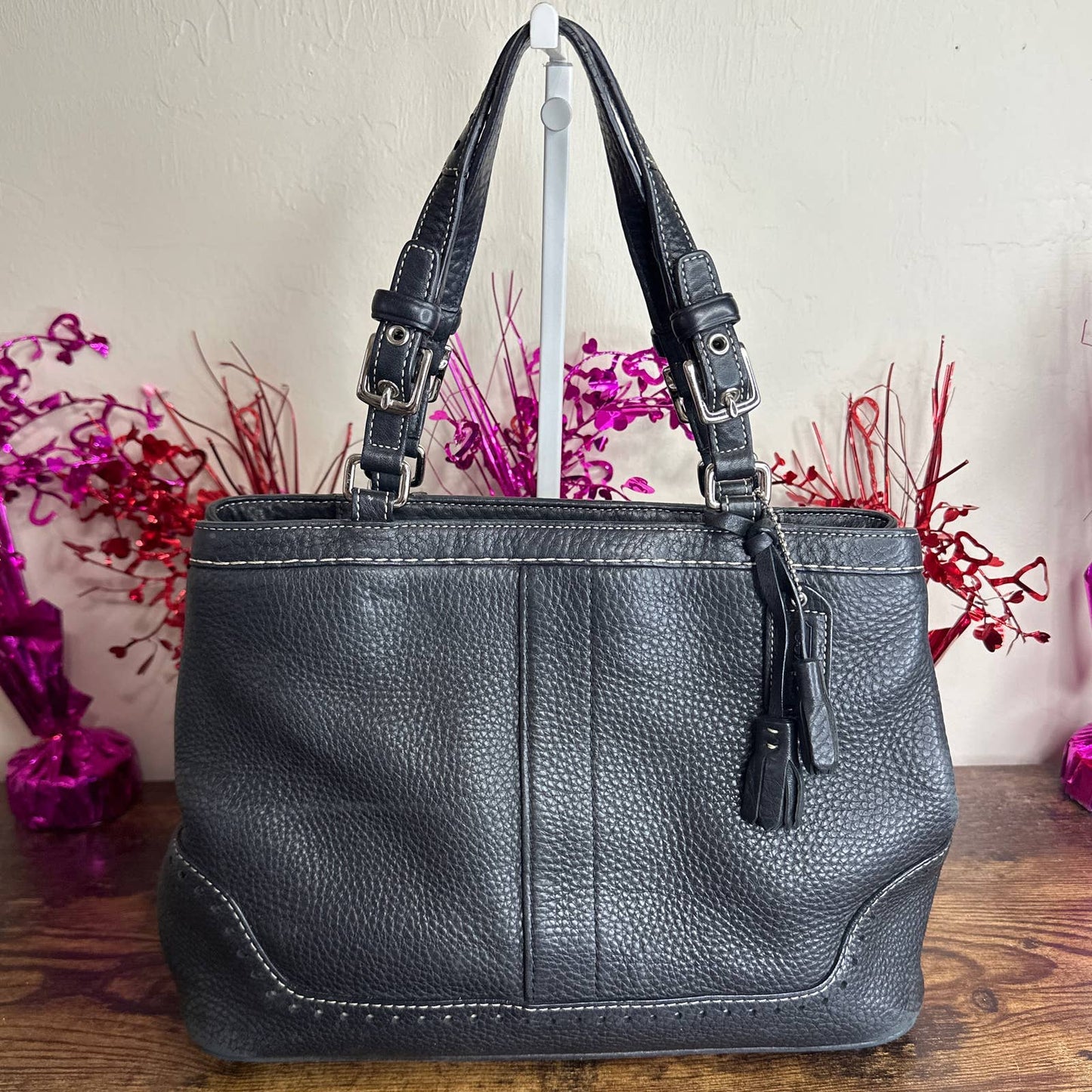 COACH Black Hampton Carryall Biz Tote Shoulder Bag