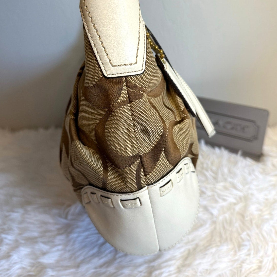 y2k COACH Brown Cream Signature Ergo Hobo Shoulder Bag