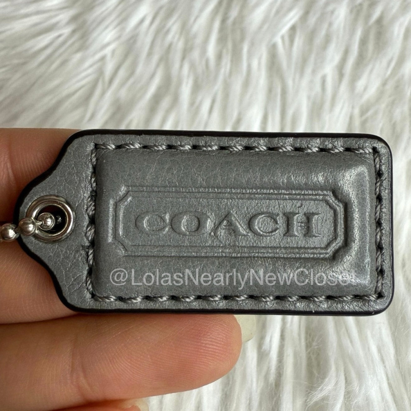 1.5" COACH Gray Fob Bag Charm Hang tag Hangtag
