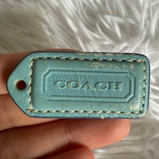 y2k 1.5" COACH Blue Turquoise  Fob Bag Charm Hang tag Hangtag