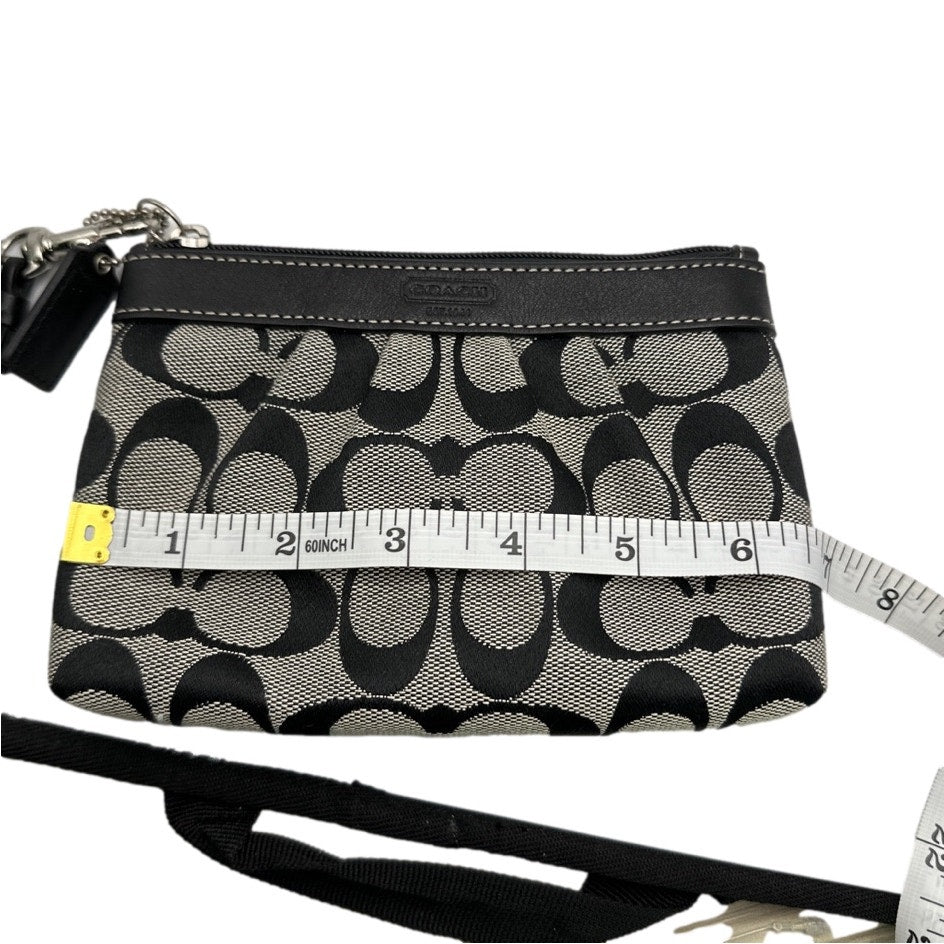 COACH Black and Gray Signature Canvas Wristlet