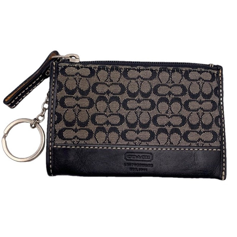 COACH Black and Gray Signature Canvas Coin Purse