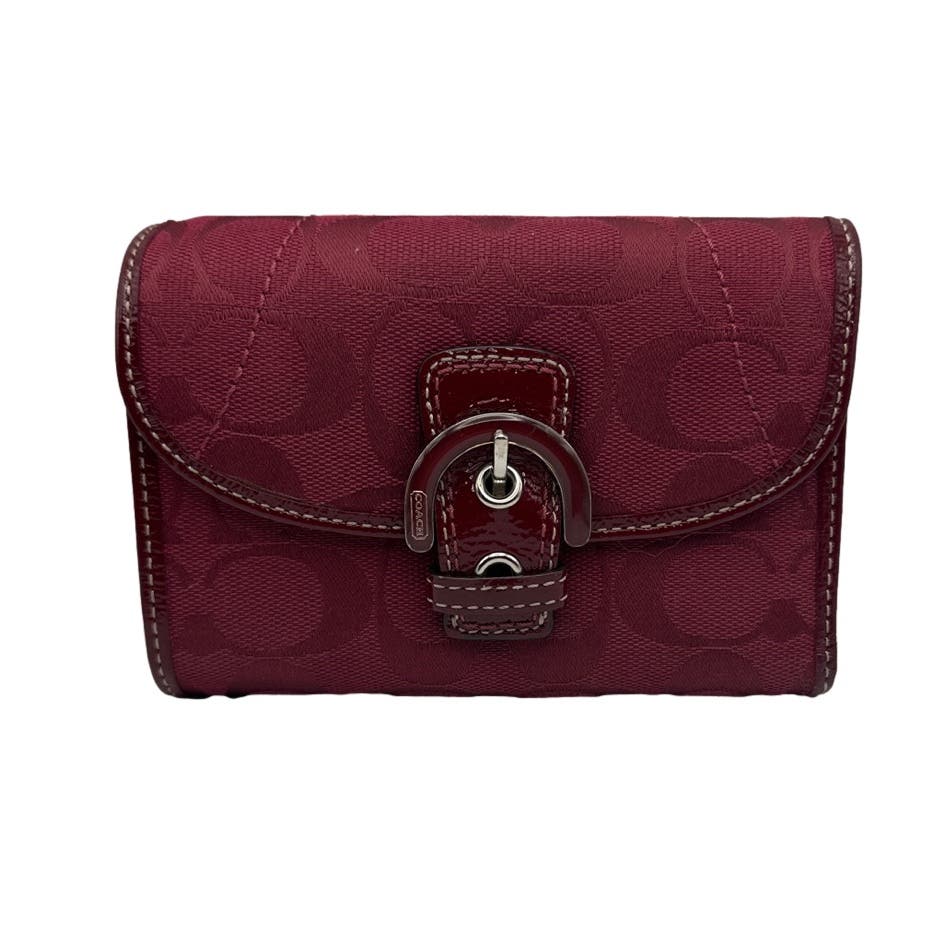 COACH Burgundy Signature Canvas Wallet