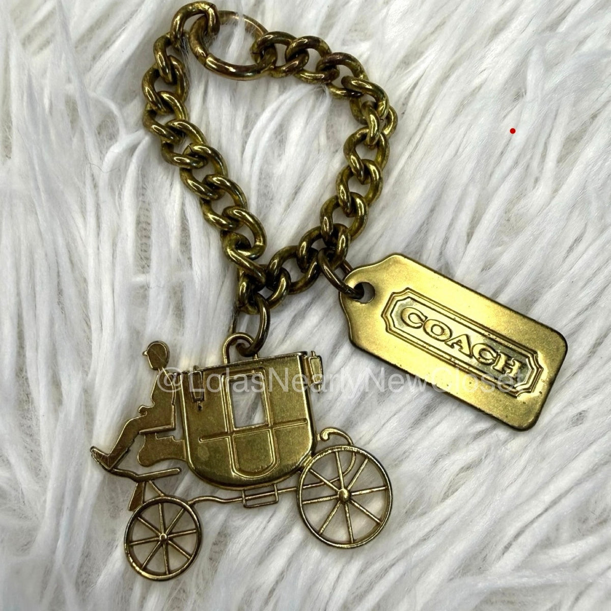 Vintage COACH y2k Carriage Brass Hangtag Bag Charm Key Fob