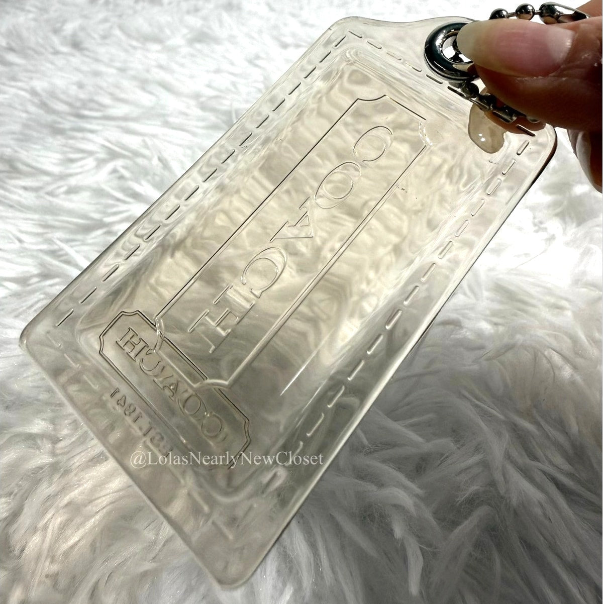 3" COACH Poppy Tan Clear Fob Bag Charm Hang tag Hangtag