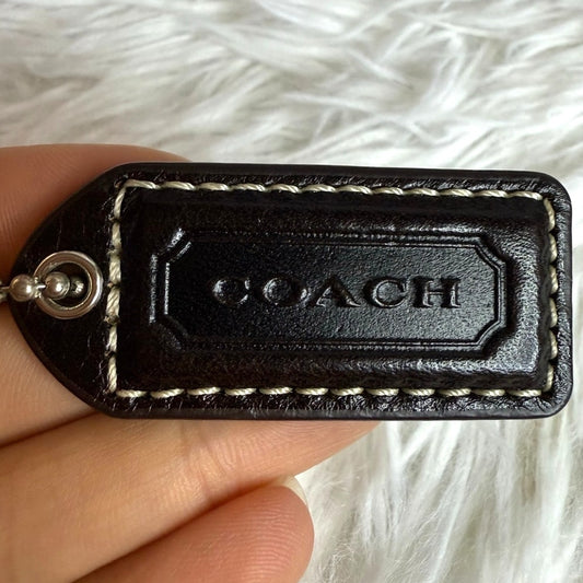y2k 2" COACH Dark Brown Vintage Fob Bag Charm Hang tag Hangtag