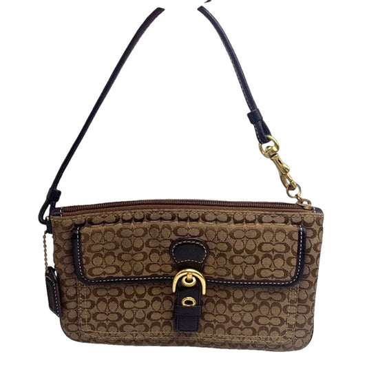 y2k COACH Brown Signature Canvas Wristlet