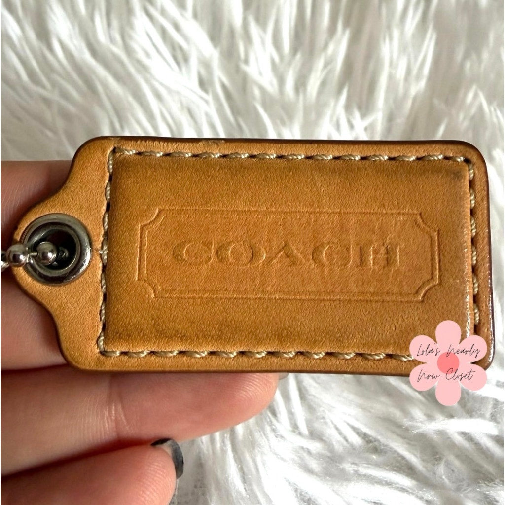 2" COACH Tan Fob Bag Charm Hang tag Hangtag