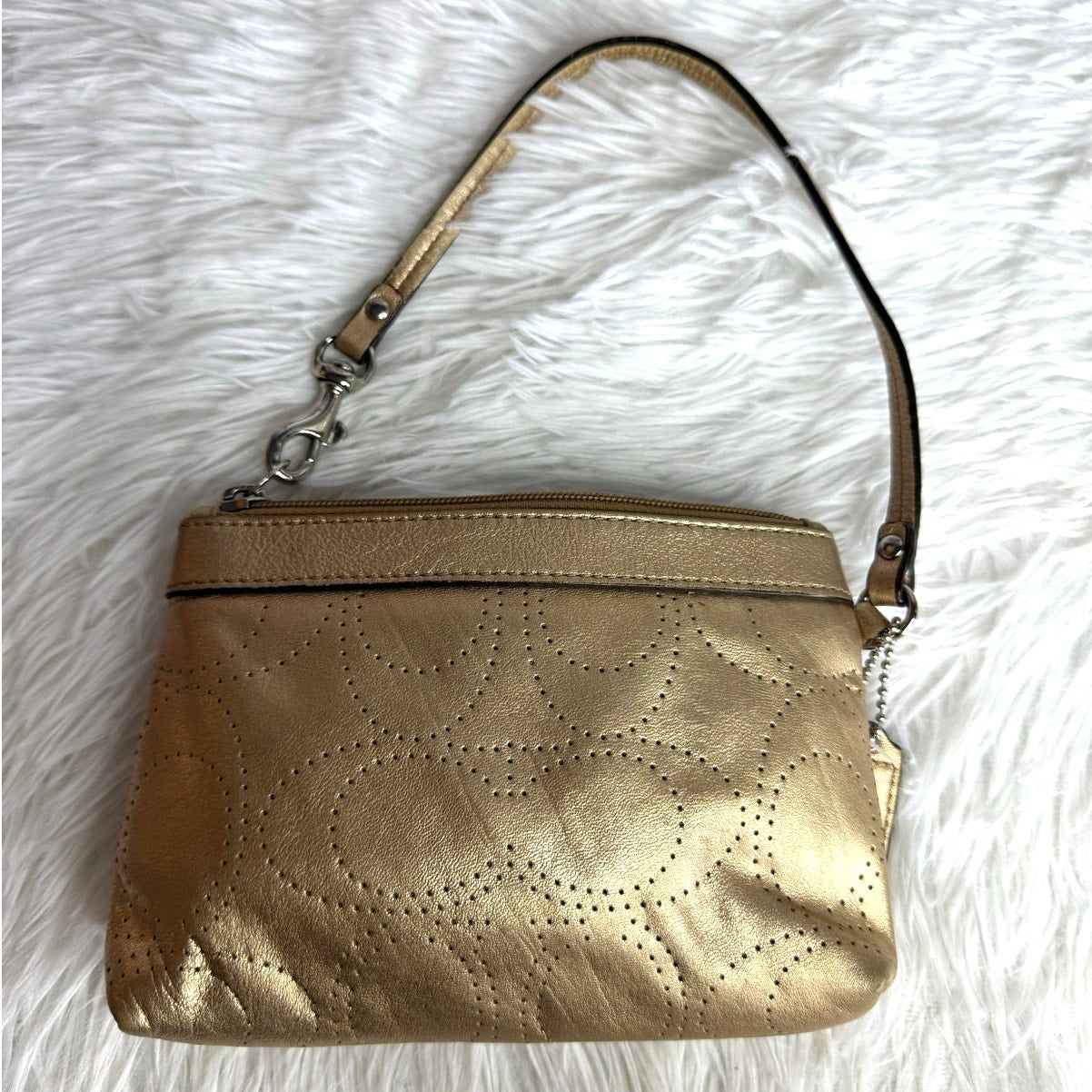 COACH Metallic Gold Signature Wristlet