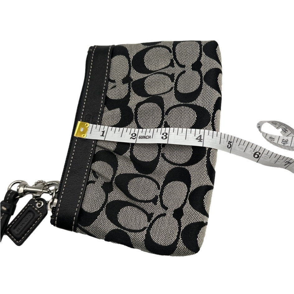 COACH Black and Gray Signature Canvas Wristlet