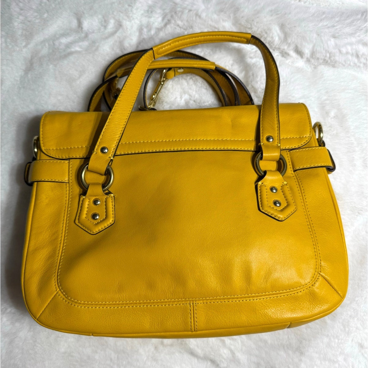 COACH Campbell Flap Satchel Yellow Shoulder Bag