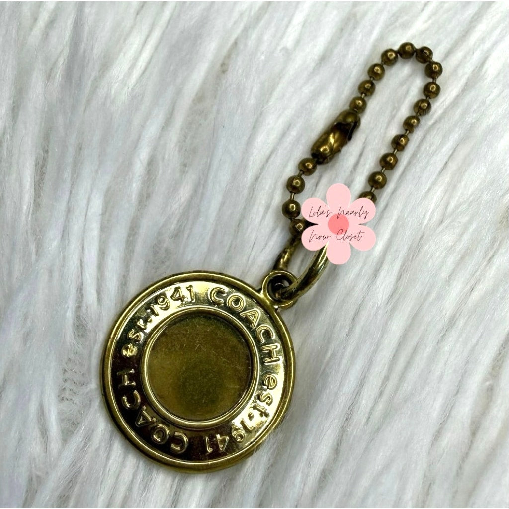 1" Coach Metal Circle Hangtag Hang Tag Bag Charm