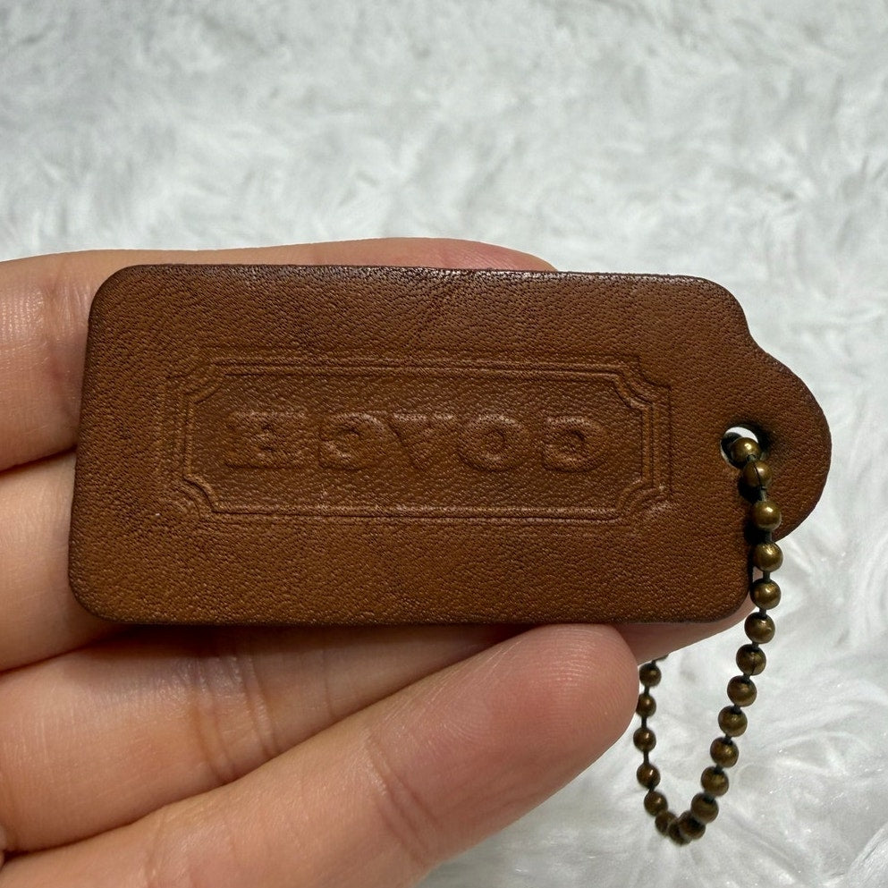 2" Vintage COACH British Tan Fob Bag Charm Hang tag Hangtag
