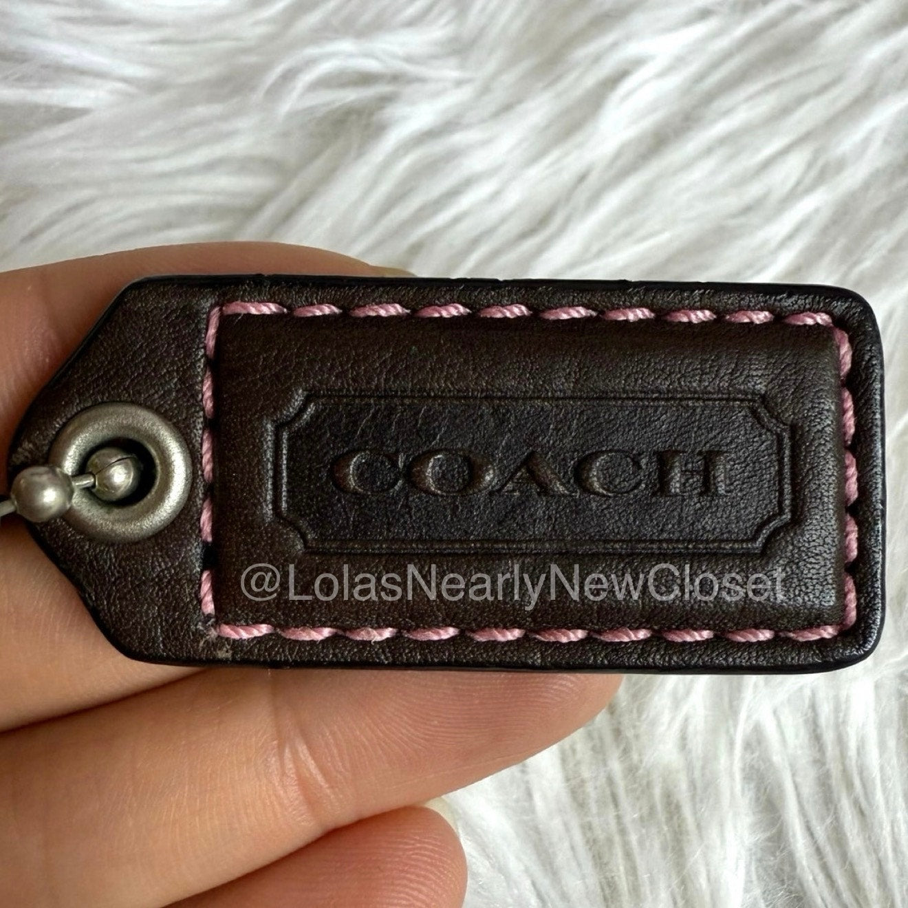 1.5" y2k COACH Brown Pink Fob Bag Charm Hang tag Hangtag
