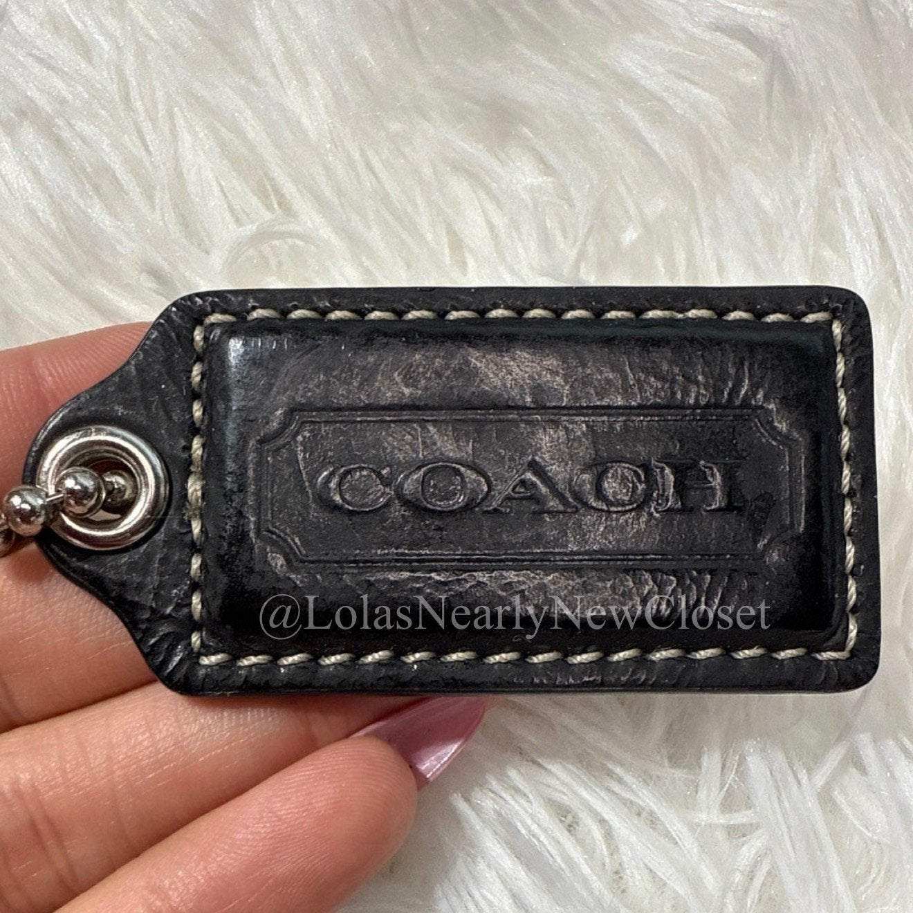 2" COACH Black Fob Bag Charm Hang tag Hangtag