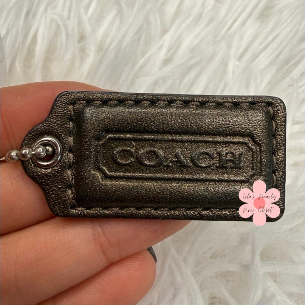 1.5" COACH Bronze Brown Fob Bag Charm Hang tag Hangtag