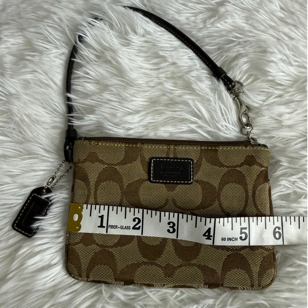 COACH Brown Signature Canvas Wristlet